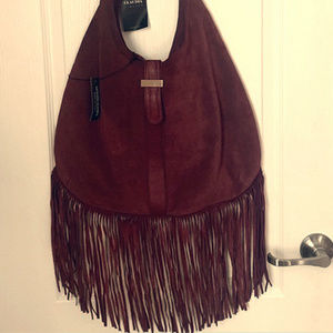 Suede Fringe Hobo Bag Purse Large Haute Couture ~~